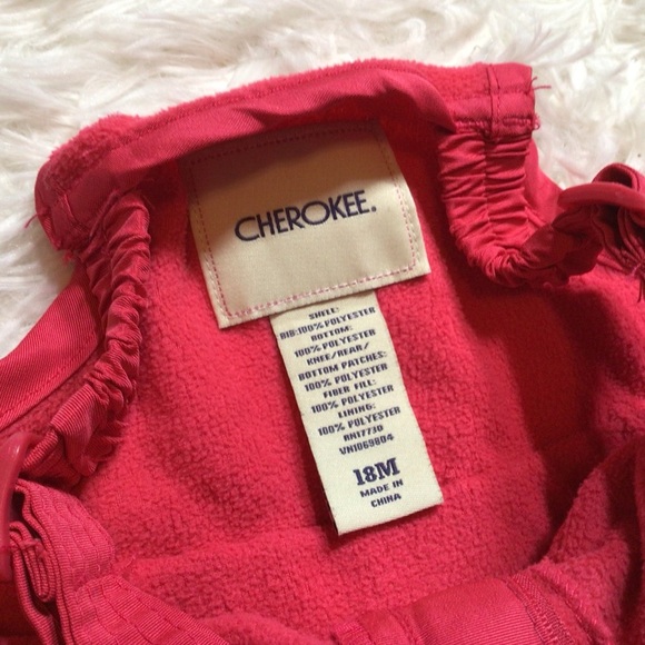 Snow Bibs Overalls Girl 18 Months Winter Waterproof Pink Raspberry Cherokee 24 2 - Picture 4 of 5